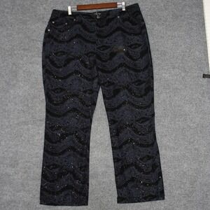 Route 66 Jeans Womens 20W Low Rise Bootcut Glitter Pattern Fashion Bling Velvet